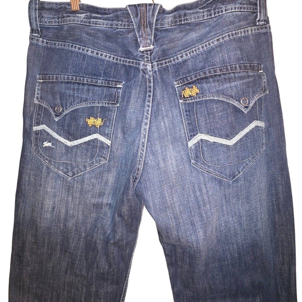 A Tiziano Men's Denim Jeans Size 38/32 Embroidered Pocket Blue Urban Hip Hop‎